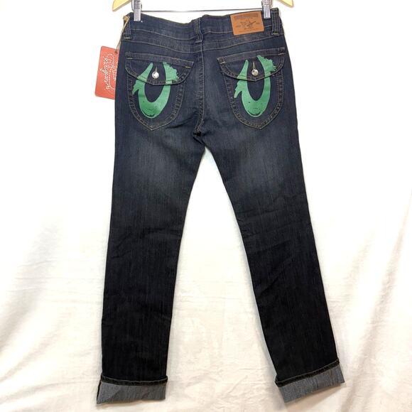 NWT True Religion 29 Joey Big‎ T Jeans Painted Flap Straight Low-Rise Streetwear - Picture 4 of 11